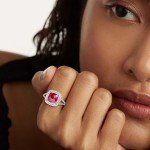Ruby Cushion Cut Engagement Ring in Sterling Silver