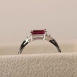 Dainty East-West Emerald Cut Ruby Promise Ring
