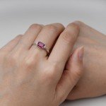 Dainty East-West Emerald Cut Ruby Promise Ring