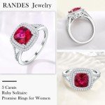 Ruby Cushion Cut Engagement Ring in Sterling Silver