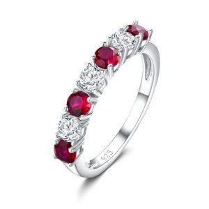 Ruby Wedding Band in Sterling Silver, Size 10