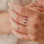 Ruby Wedding Band in Sterling Silver, Size 10