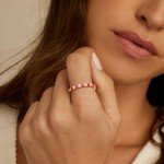 Golden Ruby Eternity Band Ring for Women Size 8