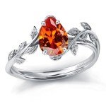 Sterling Silver July Birthstone Ruby Leaf Ring