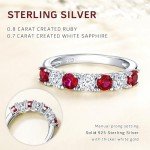 Ruby Wedding Band in Sterling Silver, Size 10