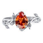 Sterling Silver July Birthstone Ruby Leaf Ring
