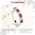 Ruby Wedding Band in Sterling Silver, Size 10