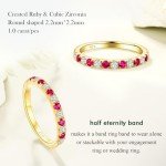 Golden Ruby Eternity Band Ring for Women Size 8