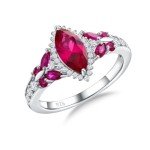 Stunning Ruby Marquise Halo Engagement Ring