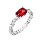 18K White Gold Plated Ruby Ring for Women