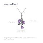 Natural Purple Amethyst Leaf Pendant with Silver Chain