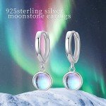 Moonstone Hoop Earrings S925 Sterling Silver Jewelry Gift