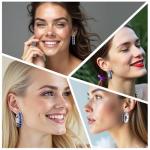 Platinum Plated Blue Lapis Hoop Earrings for Women