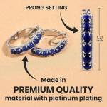 Platinum Plated Blue Lapis Hoop Earrings for Women