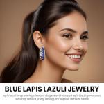 Platinum Plated Blue Lapis Hoop Earrings for Women