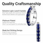 Platinum Plated Blue Lapis Hoop Earrings for Women