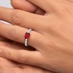 18K White Gold Plated Ruby Ring for Women