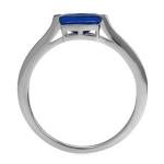 Octagon Blue Sapphire Sterling Silver Solitaire Ring, Size 8