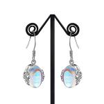 Boho Moonstone Crystal Earrings Vintage Round Beads Pendant