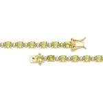 Peridot Oval Cut Gold Plated Tennis Bracelet