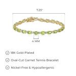 Peridot Oval Cut Gold Plated Tennis Bracelet