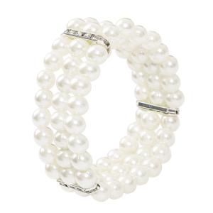 Grey and White Imitation Pearls Stretch Bracelet for Women