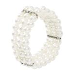 Grey and White Imitation Pearls Stretch Bracelet for Women