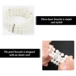 Grey and White Imitation Pearls Stretch Bracelet for Women