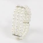 Grey and White Imitation Pearls Stretch Bracelet for Women