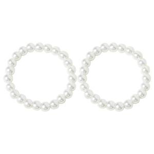 White Faux Pearls Beaded Elastic Bracelet Set