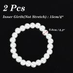White Faux Pearls Beaded Elastic Bracelet Set