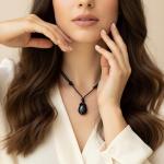 Black Tourmaline Pendant Necklace for Protection Energy Shield