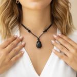 Black Tourmaline Pendant Necklace for Protection Energy Shield