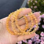 Yellow Citrine Beaded Stretch Bracelet - Chakras Healing Crystal