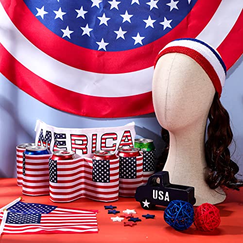 USA Flag Beer Belt and Mullet Wig Set