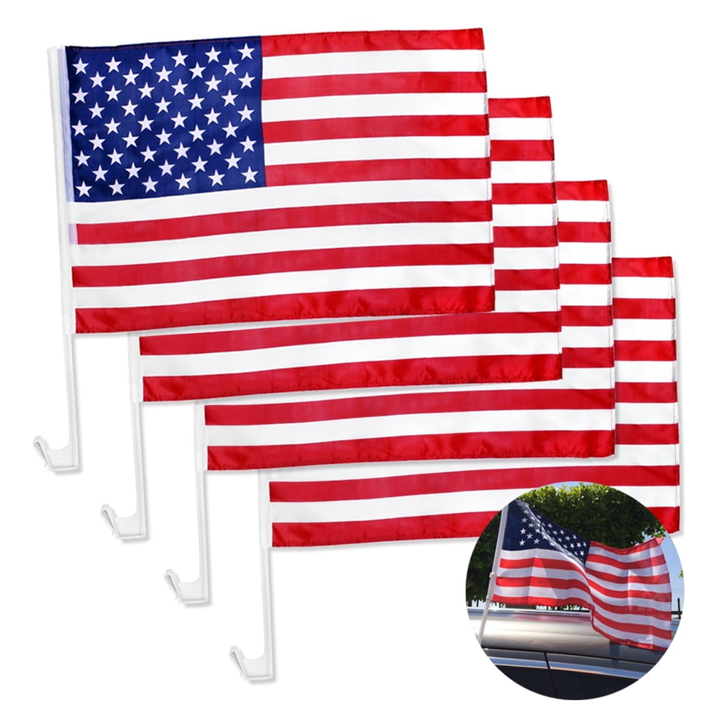 USA Patriotic Car Window Flags Set