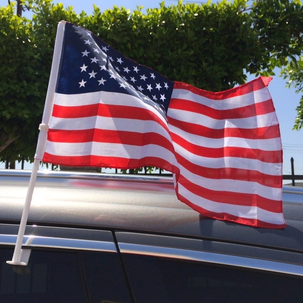USA Patriotic Car Window Flags Set