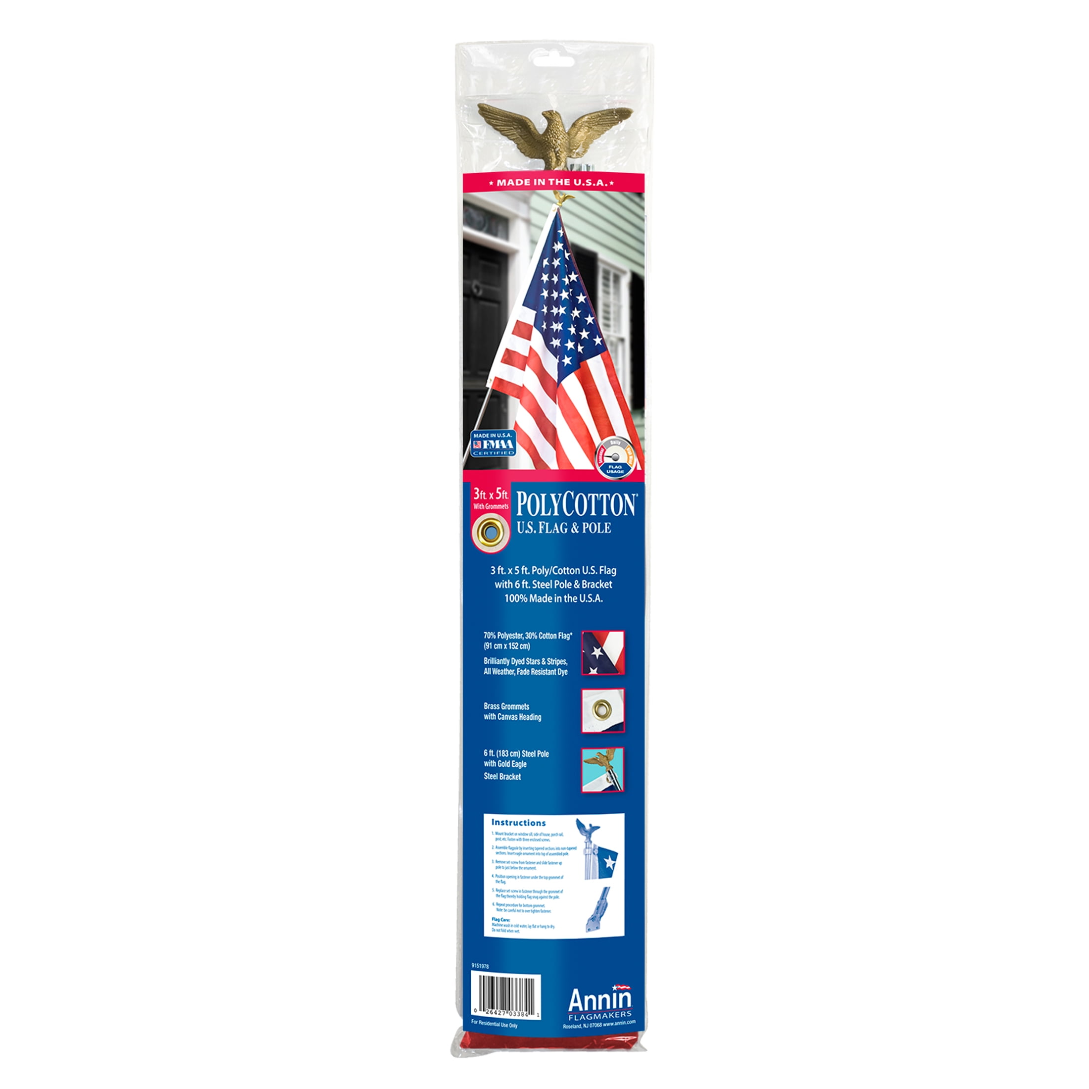 US Flag, Pole & Eagle Set by Annin