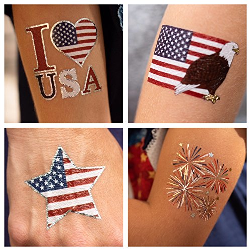 Metallic American Flag Temporary Tattoos
