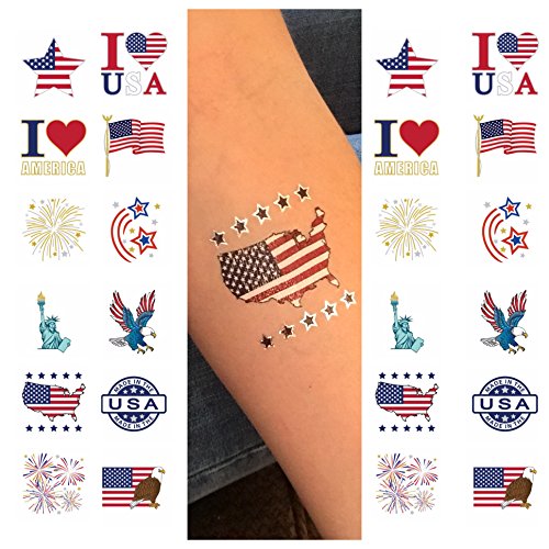 Metallic American Flag Temporary Tattoos