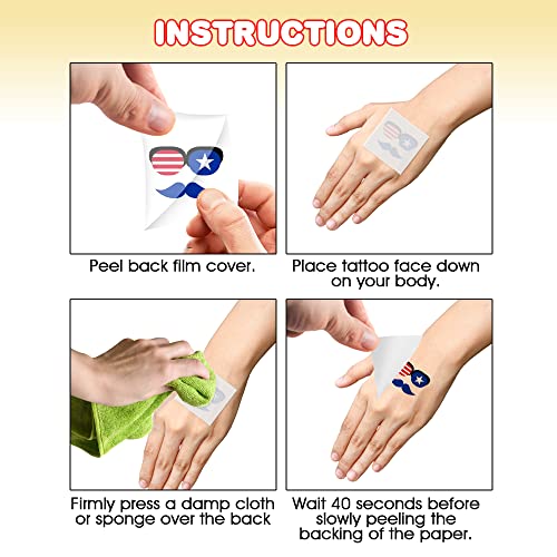 144 Patriotic Kids Temporary Tattoos for 4th of July