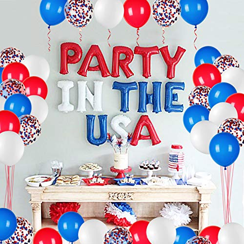 80Pcs Patriotic Balloons with Confetti