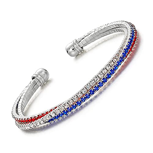 USA Flag Rhinestone Bracelet - 4th of July Gift