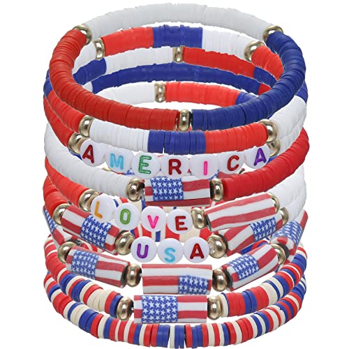 USA Flag Independence Day Bracelet Set