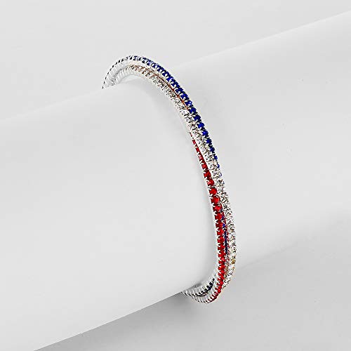 USA Flag Rhinestone Bracelet - 4th of July Gift
