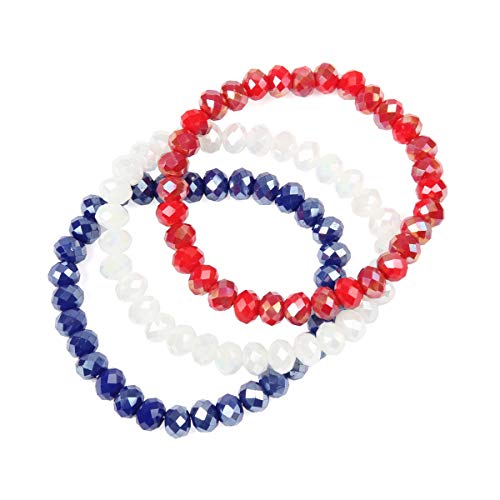 Multi-Layer USA Flag Bracelet with Shiny Beads