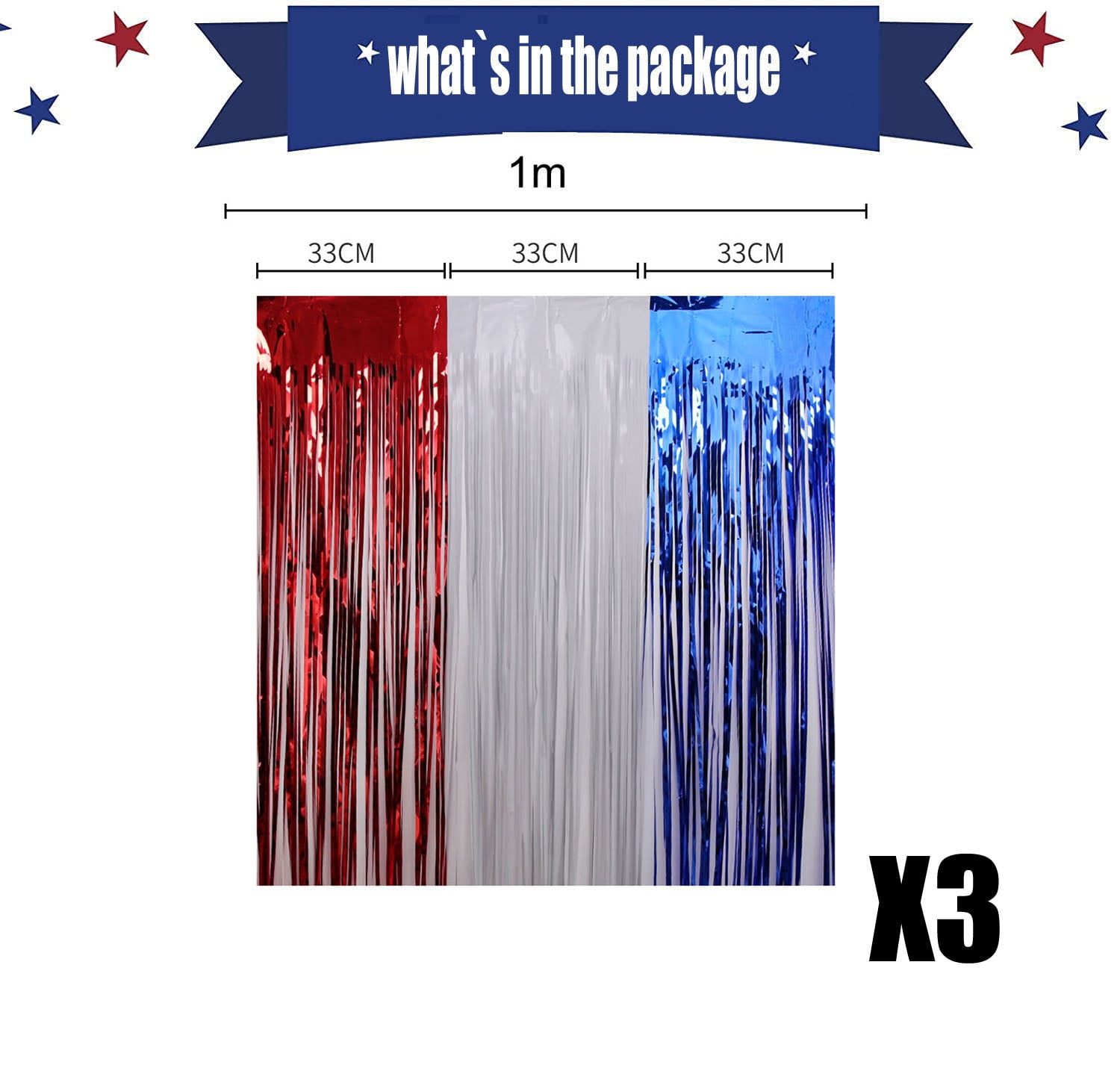 Patriotic Foil Fringe Curtains with Props