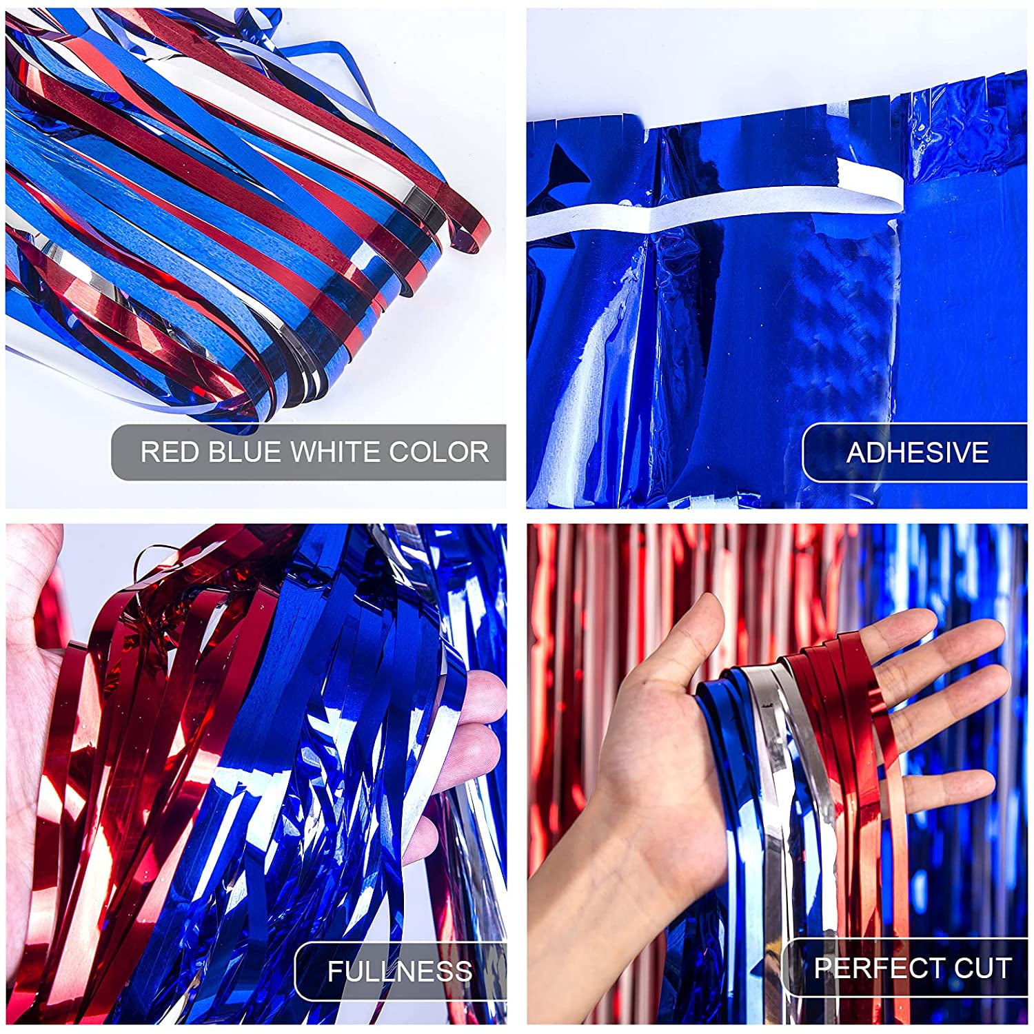 Patriotic Foil Fringe Curtains with Props