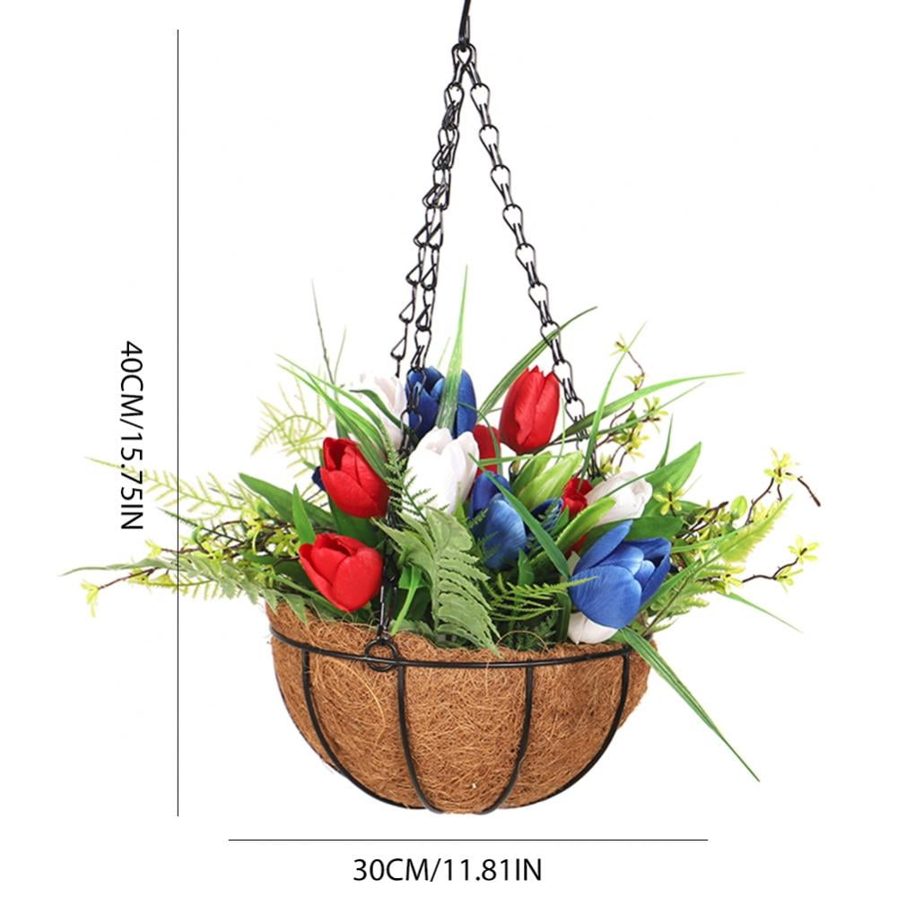Metal Planter Basket for 4th of July Decor
