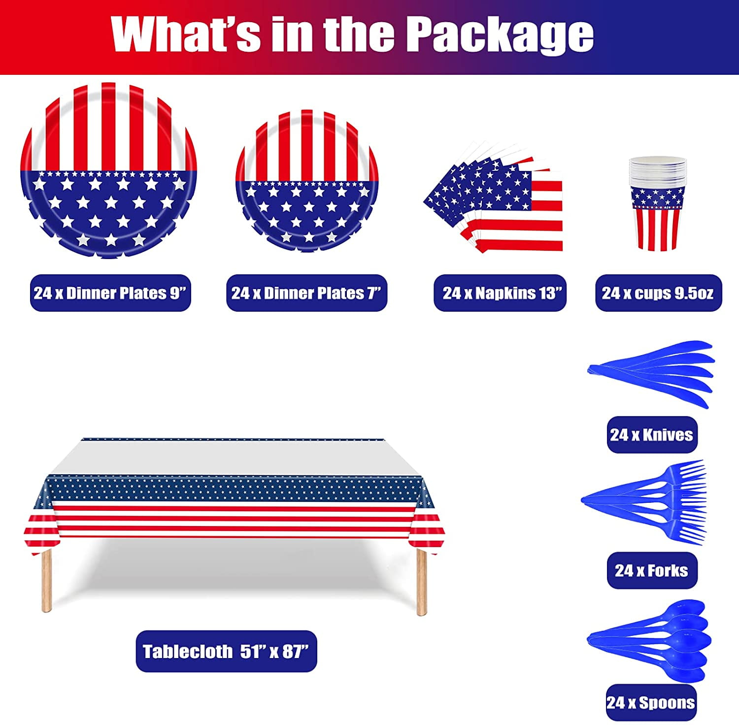 24-Person American Patriotic Party Supply Set